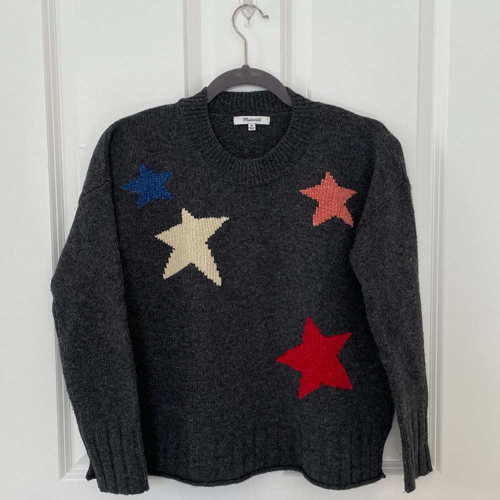 Madewell star gray wool knit sweater